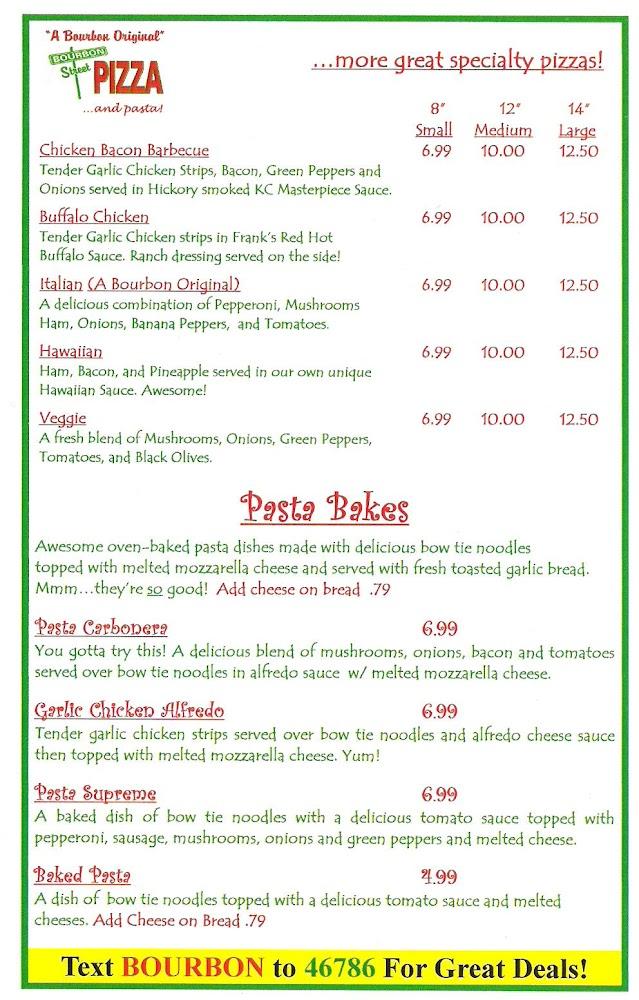 Bourbon Street Pizza (Bourbon) Menu image 3